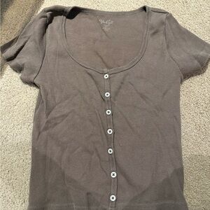 Women's Brown Button-Up Top